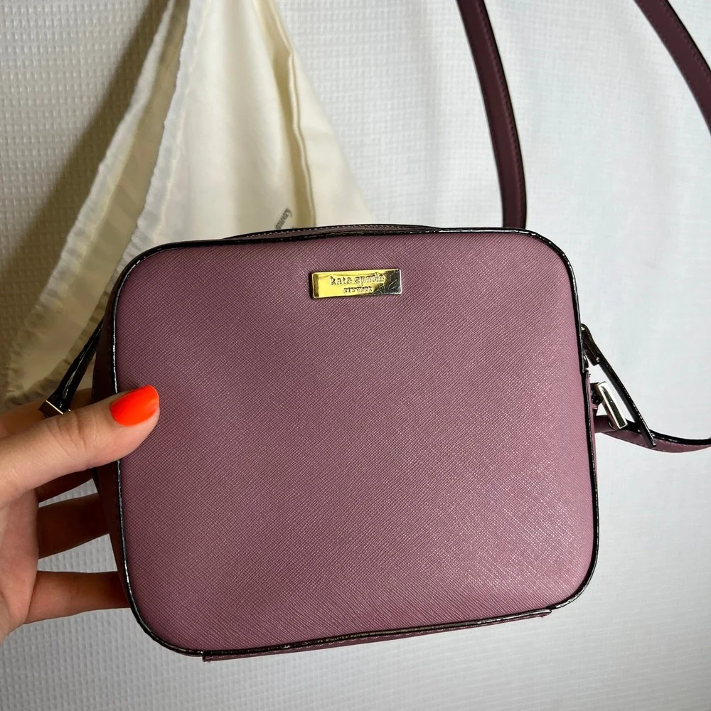Kate Spade Newbury Lane Cammi Crossbody Bag‎ Leather Mauve Purple Camera Purse